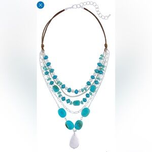 Turquoise and Silver Layered Necklace